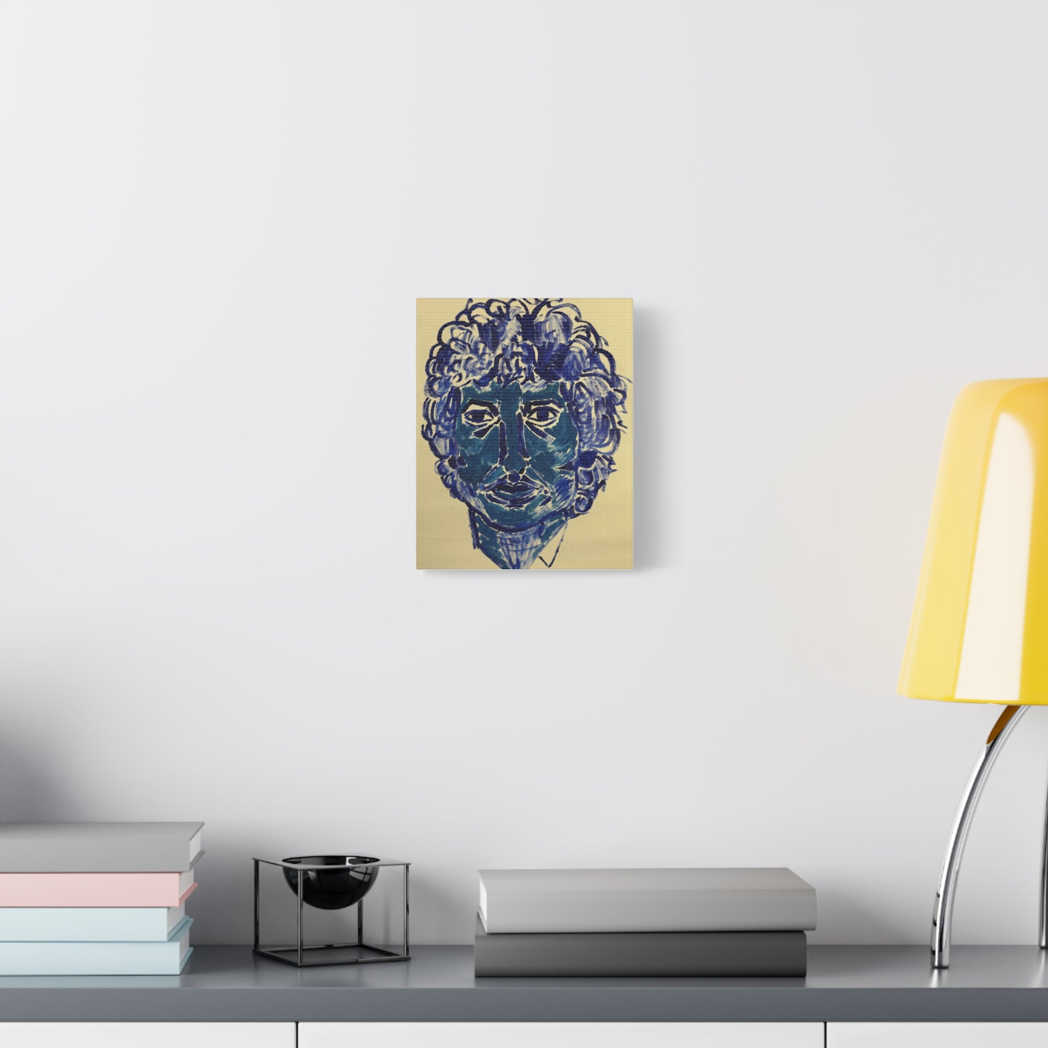 Blue Expressionist Portrait Canvas Print — Matte Stretched Wall Art
